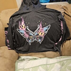 Charcoal Butterfly Long Sleeve Tee